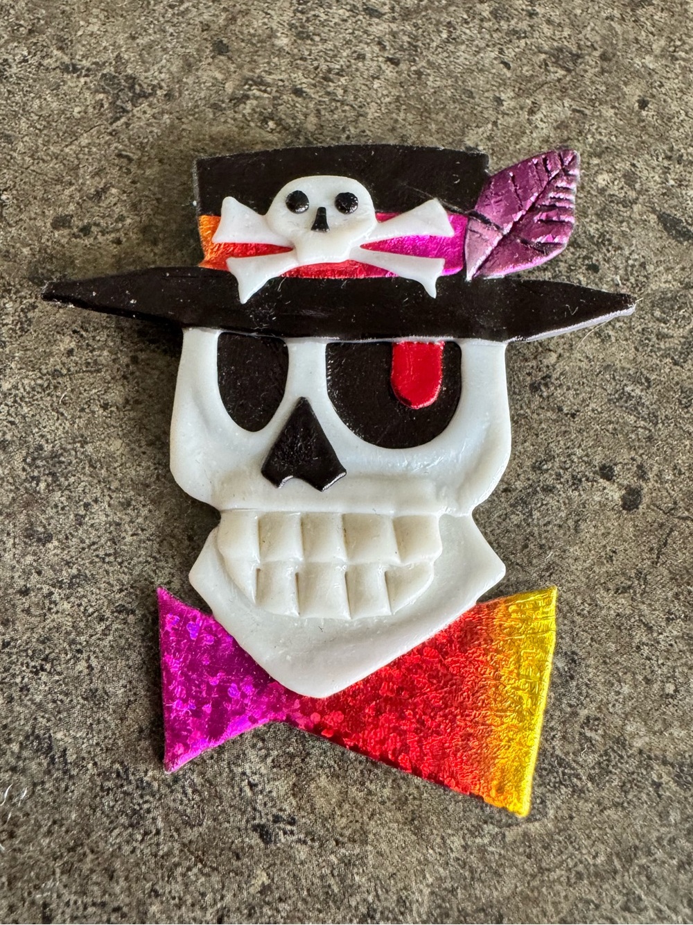 Oskar New Orleans OOAK Voodoo Skull King Papa Brooch Pin